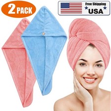 2 PACK Microfiber Hair Towel, Hair Turbans for Wet Hair, Drying Hair Wrap Towels