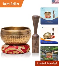 Ergonomic Tibetan Singing Bowl - 3 Inch Brass with Striker Cushion for Balance