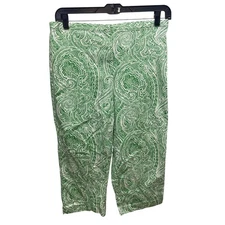 JM Collection Womens Size 16 Stretch Cotton Paisley Back Elastic Waist Capris