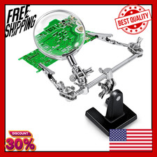 2.5X Magnifying Helping Hands Soldering Station with Heavy Cast Iron Base, 360 