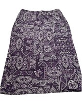 TALBOTS Women's 100 Silk Long Pencil Skirt Lined Purple Paisley Size 18W