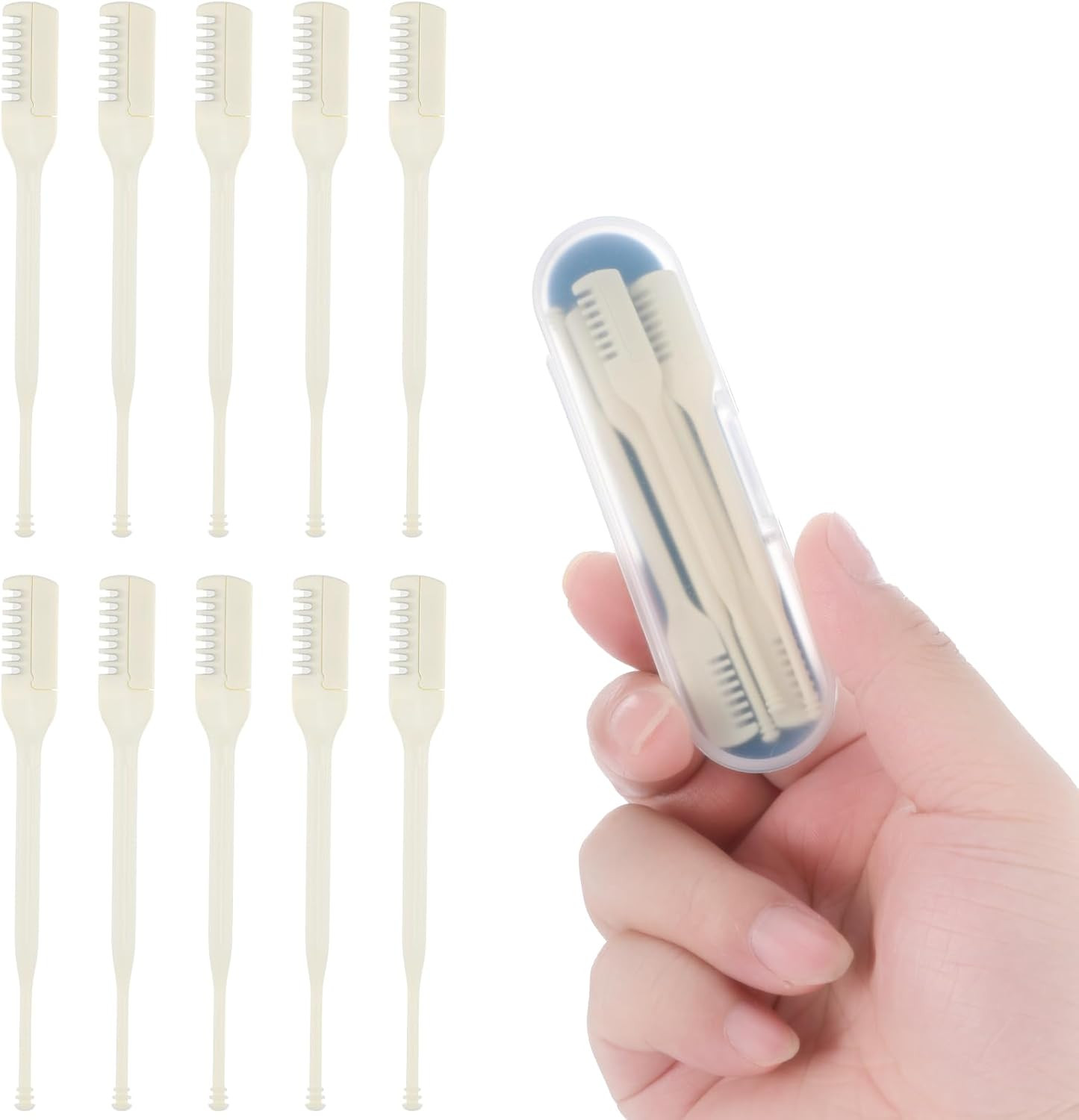 10-Pack Manual Nose Hair Trimmer, 360&deg; Rotating Nasal Hair Cutter with Ear Picke
