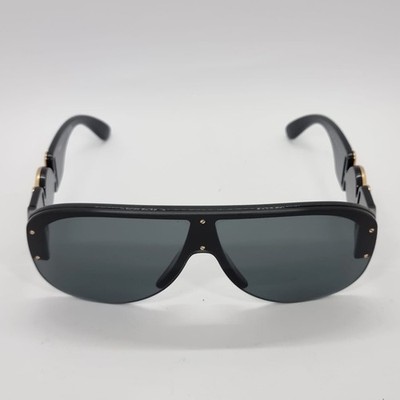 Versace Medusa Biggie 4391 Shield Sunglasses Black Dark Grey Made in Italy