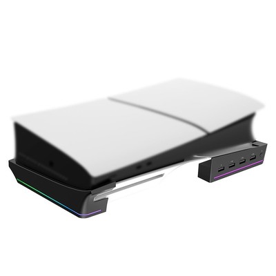 For PS5 Pro Stand with 14 Light Modes and 4 USB Hubs for Gaming Console