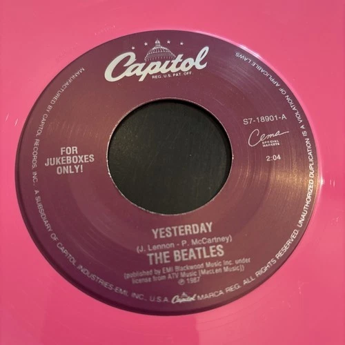 The Beatles Yesterday Act Naturally Pink Vinyl 7" Single 45 Rpm