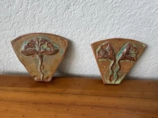 2x Small MEREDY CRISMAN clay Plate Tile Wall Decor Signed 2003
