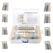 3120pcs 156 Values Metal Film Resistor Kit 1 Ohm-10M Ohm 1/4W 0.25 watt  1 ...