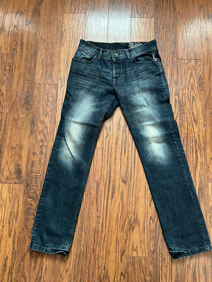 EDC Brand Jeans Mens 32x34 Dragon Fit Distressed Dark Blue