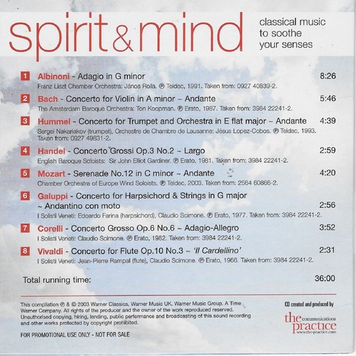 SPIRIT & MIND - DISC 2 OF 2 - SUNDAY EXPRESS PROMO MUSIC CD - Picture 2 of 2