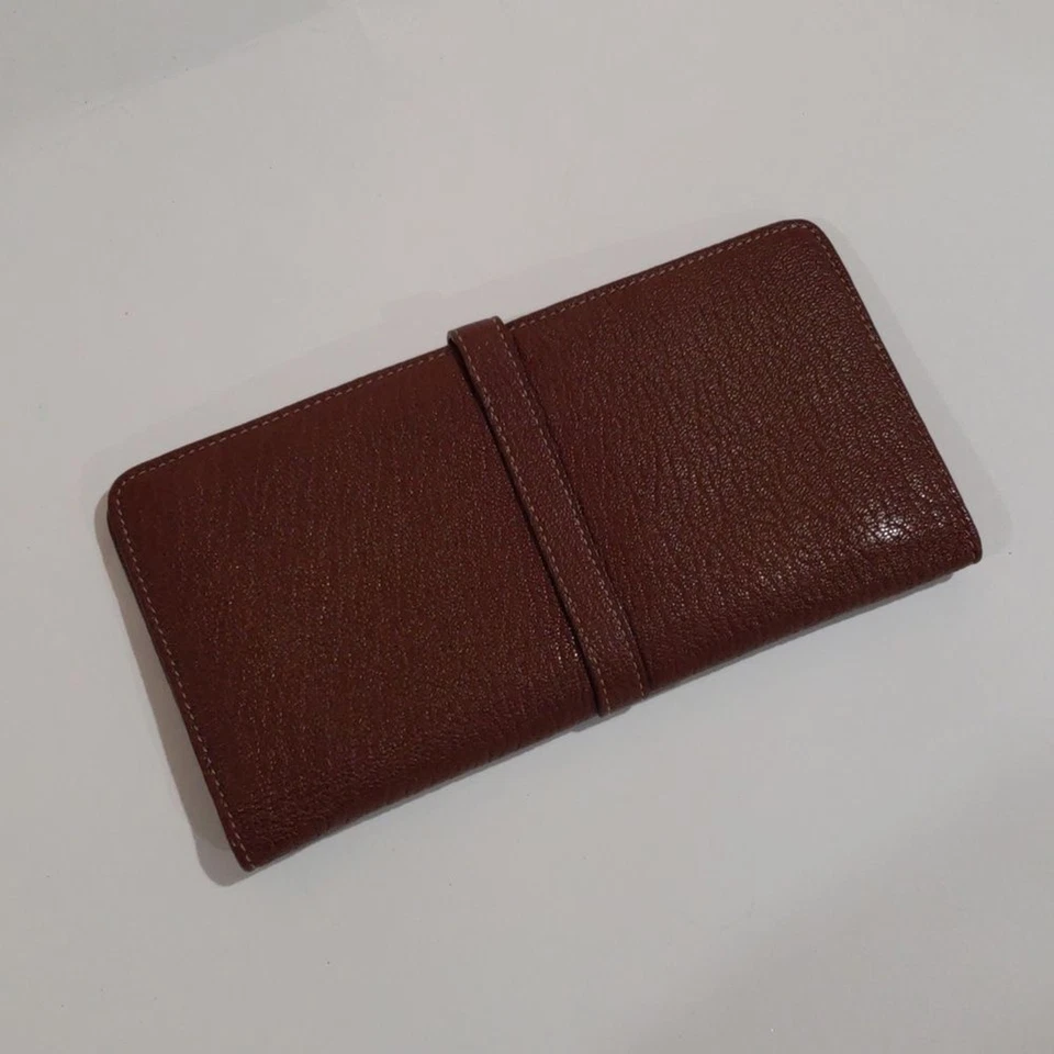 Cartera Larga Ferragamo Cuero Marrón, Hecha en Italia, Cierre a Presión, Mujer Lujo Foto 4 de 4