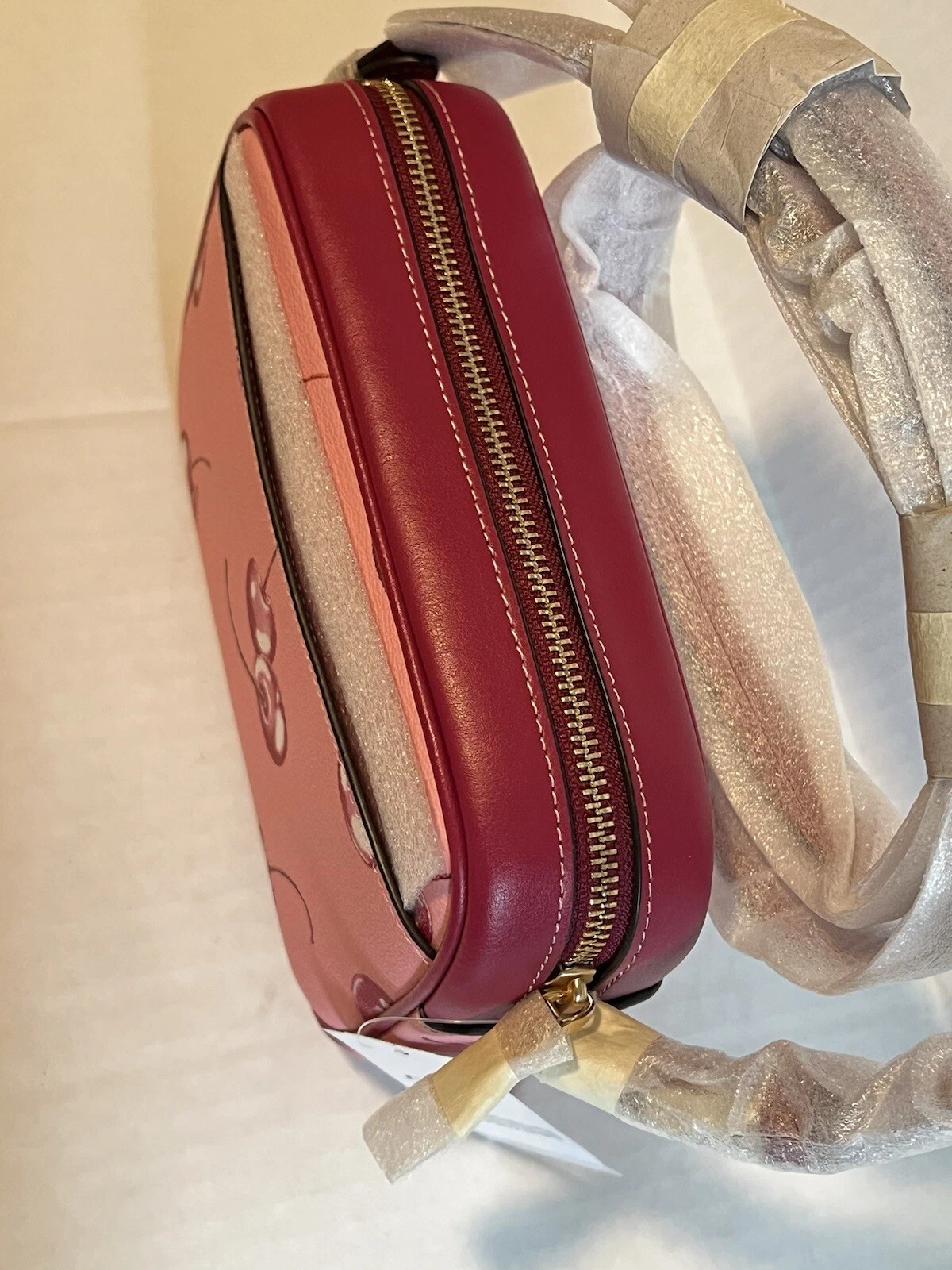 Borsa fotocamera Coach Mini Jamie con stampa ciliegia fiore rosa CR173 OTTIMA stampa ?