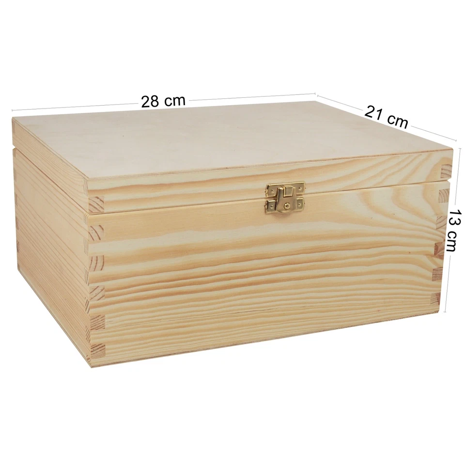 Large Wooden Chest with Clip – Ideal for Decoupage & Storage (28 x 21 cm) - Image 2 of 3
