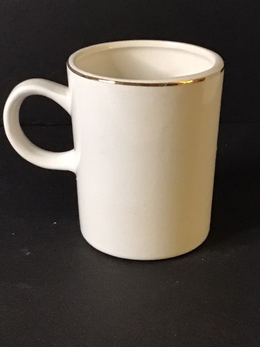 Vtg Josef Originals Merry X'MAS Mug Japan White W/Gold Edge