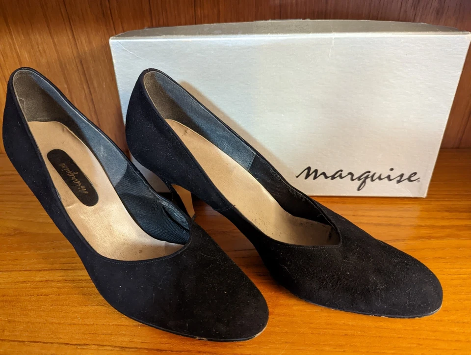 BOMBAS MARQUESA VINTAGE CLÁSICAS GRACE KELLY GAMUZA NEGRA. PRECIOSO. Usado en excelente estado 10 N  Foto 2 de 4