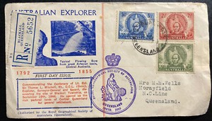 1946 Blackall Australia First Day Cover Centenary Mitchells Exploration Stamps