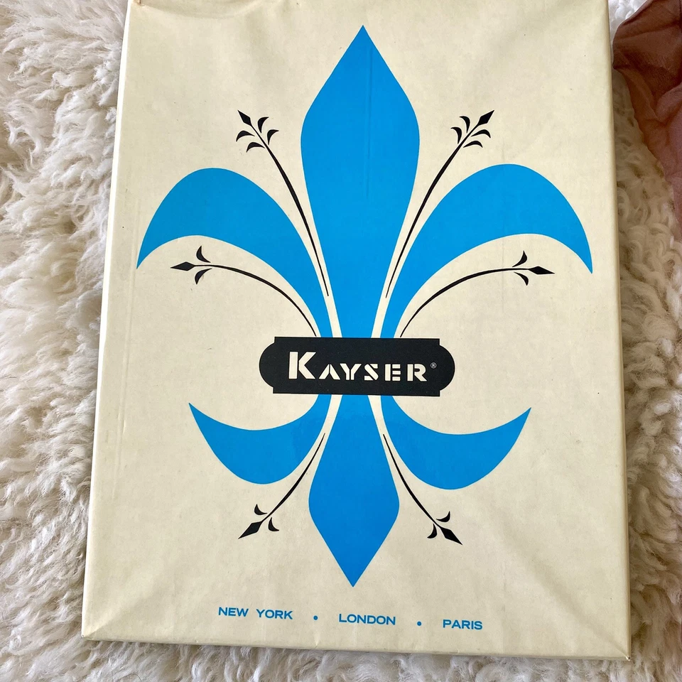 Medias de liga Kayser vintage de los años 50 + caja tejida sin costuras 9,5-10 medianas Foto 2 de 4