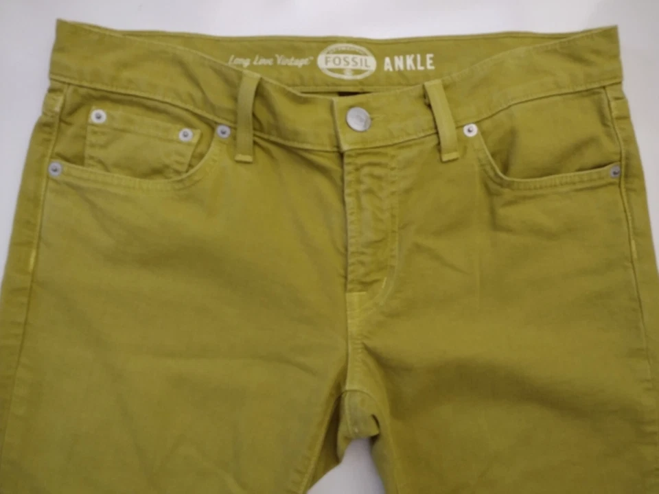 Jeans al tobillo Fossil para mujer 30 rectos amarillos de mezclilla larga vida vintage auténticos Foto 2 de 4