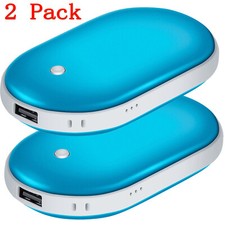 2PC Rechargeable Hand Warmer 5000mAh Quick Charge USB Power Bank Electric Heater