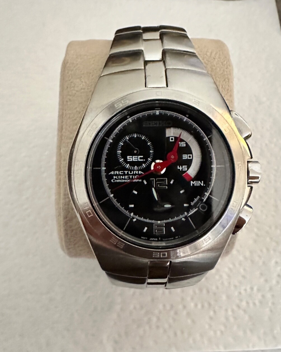Seiko Arctura Kinetic Chrono Model 7L22-0AA0 Black Dial Stainless