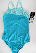 SPEEDO Girl's Size 14 Swimsuit 1 Pc Swim Scuba Blue Eco Flex NWT
