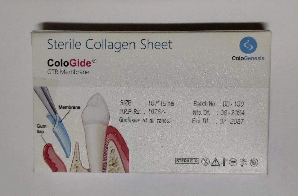 Dental Sterile Kollagenfolie GTR Membran 10 X 15 mm Colo Gide