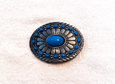 CLASSIC BELT BUCKLE SOUTHWESTERN OVAL DESIGN COSTUME STONE ACCENTS SILVER TO BB9