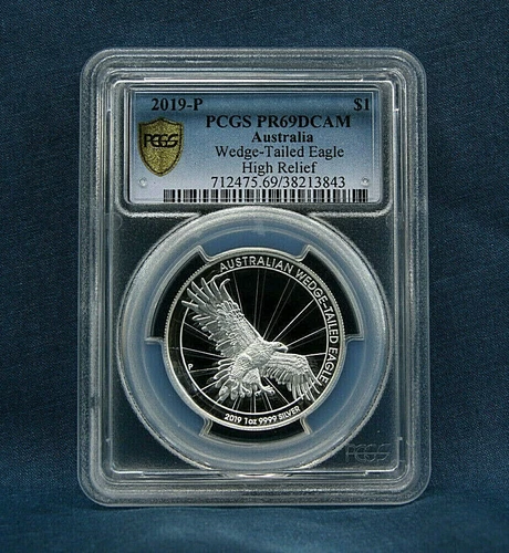 2019 AUSTRALIA WEDGE-TAILED EAGLE PCGS PR69 HIGH RELIEF PROOF - GOLD SHIELD