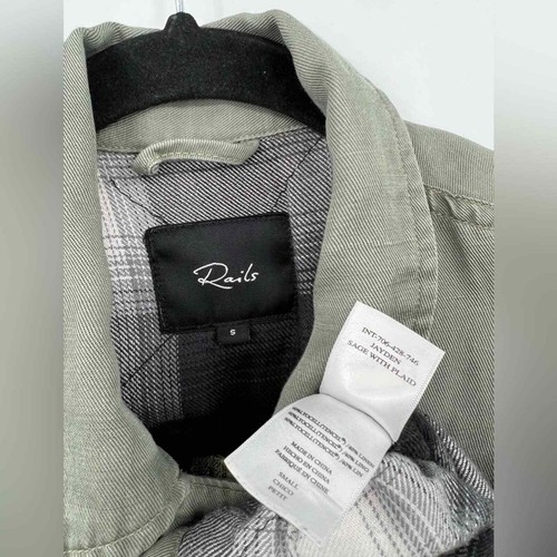 Rails Jayden Sage With Plaid Utility Jacket Linen Drawstring Waist Green Small - Picture 16 of 16