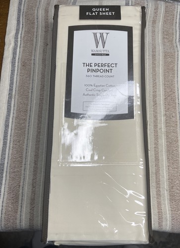 Wamsutta The Perfect Pinpoint 360 Thread Count Queen Flat Sheet Ivory