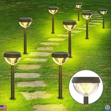8 Pack Solar Pathway Lights, Waterproof Adjustable Warm White for Yard Garden