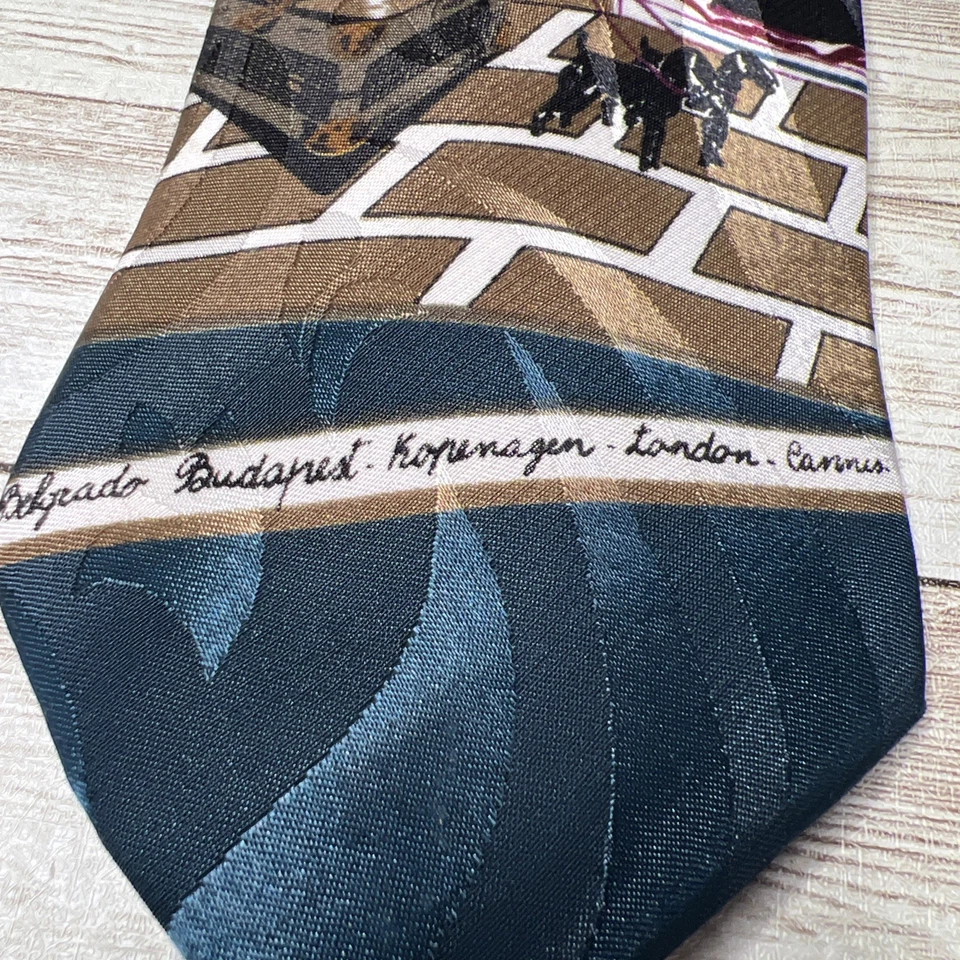 Gravata de pescoço Halston masculina vintage viagem aérea/100% poliéster 56" x 3,5" - Imagem 3 de 4