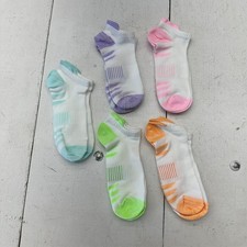 White Multicolored Casual 5 Pack Womens Everyday Ankle Length Socks One Size NEW