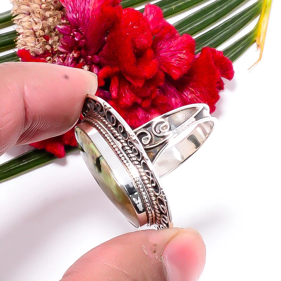 Anillo Cromo Calcedonia Bellas Artes Oxidado Plata de Ley 925 s.8 Sk40, Navidad Foto 2 de 4