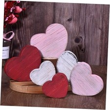 6PCS Valentine's Day Wooden Heart Block Set, Rustic Valentines Day 6pcs
