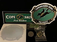 VTG Copenhagen SKOAL Pro Rodeo 2 Pins & 3 Stickers 1980’s PRCA Brand New Rare!
