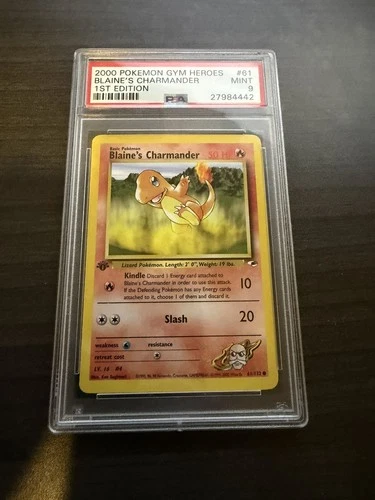 Pokemon 2000 Gym Heroes Blaine's Charmander 1st Edition #61 PSA 9 Mint