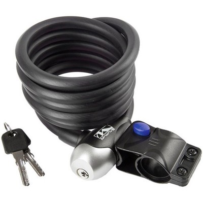 Messingschlager Spiralkabelschloss S 12.18, Clip on-Halter, M-WAVE, L=1.800mm, Ø