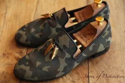 Mocassins Giuseppe Zanotti camouflage toile or mors chaussures hommes UK 8 US 9 - Photo 1/4
