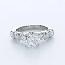 Side Stone Engagement Ring Solid Platinum 3.91 Carat Round Natural Diamond E SI2