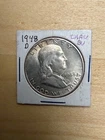 1948 D FRANKLIN HALF DOLLAR 90% SILVER RAW Choice UNC. FBL  original surfaces