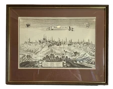 German Map Rothenburg Ob Der Tauber View Black & White Vintage