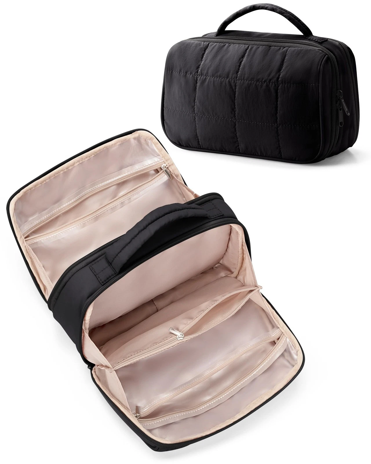 Travel Makeup Bag for Women, Puffy Cosmetics Organizer with Waterproof Pocket...