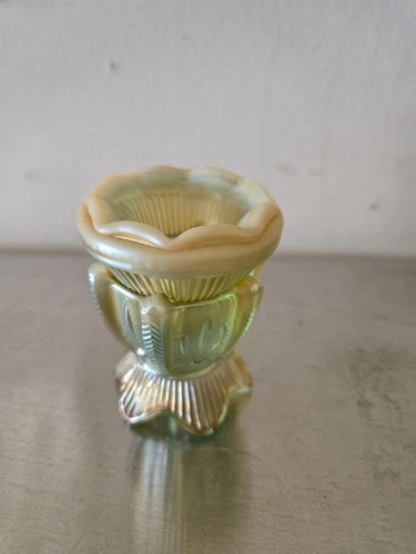 Vintage For Levay Aqua Carnival Glass Cactus 2 5/8” Tooth Pick Holder