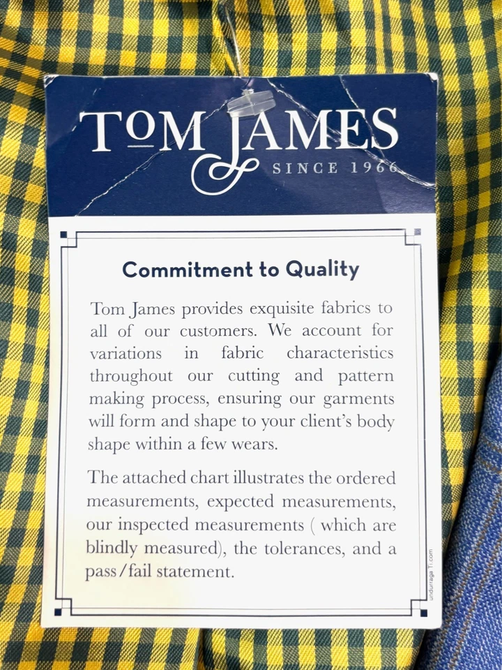 NUEVO Tom James 50S Azul Ventana Blazer Chaqueta Traje Deportivo Abrigo Lana Reciente Foto 4 de 4