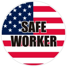 Safe Worker American Flag Circle Bumper Sticker Military Vinyl Decal 5"