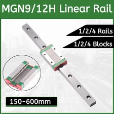1/2/4PCS MGN9H MGN12H Miniature Linear Slide Rail Guide 150-600mm + Block CNC US