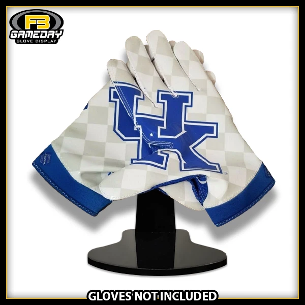 Football Receiver Gloves Display w Stand for Kentucky Wildcats Gloves SEC