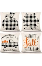 Fall Pillow Covers 18×18 Inch Set Of 4 Fall Home Decor Excellent Condition