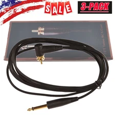 Soft Silicone Tattoo Power Supply RCA Clip Cord Right Angle 1.8M Long 6ft 3pcs