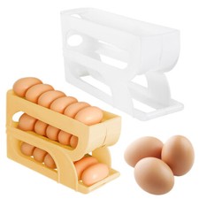 3-Tier Kitchen Roll Down Egg Dispenser & Storage For Refrigerator Rack Holder